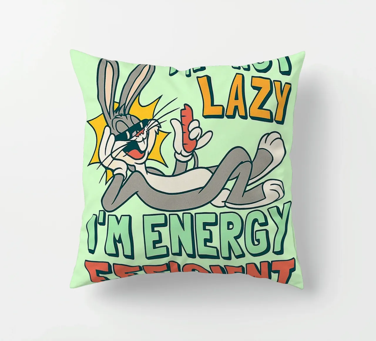 in not lazy rabbit funny drawing decorative cushion by klicins