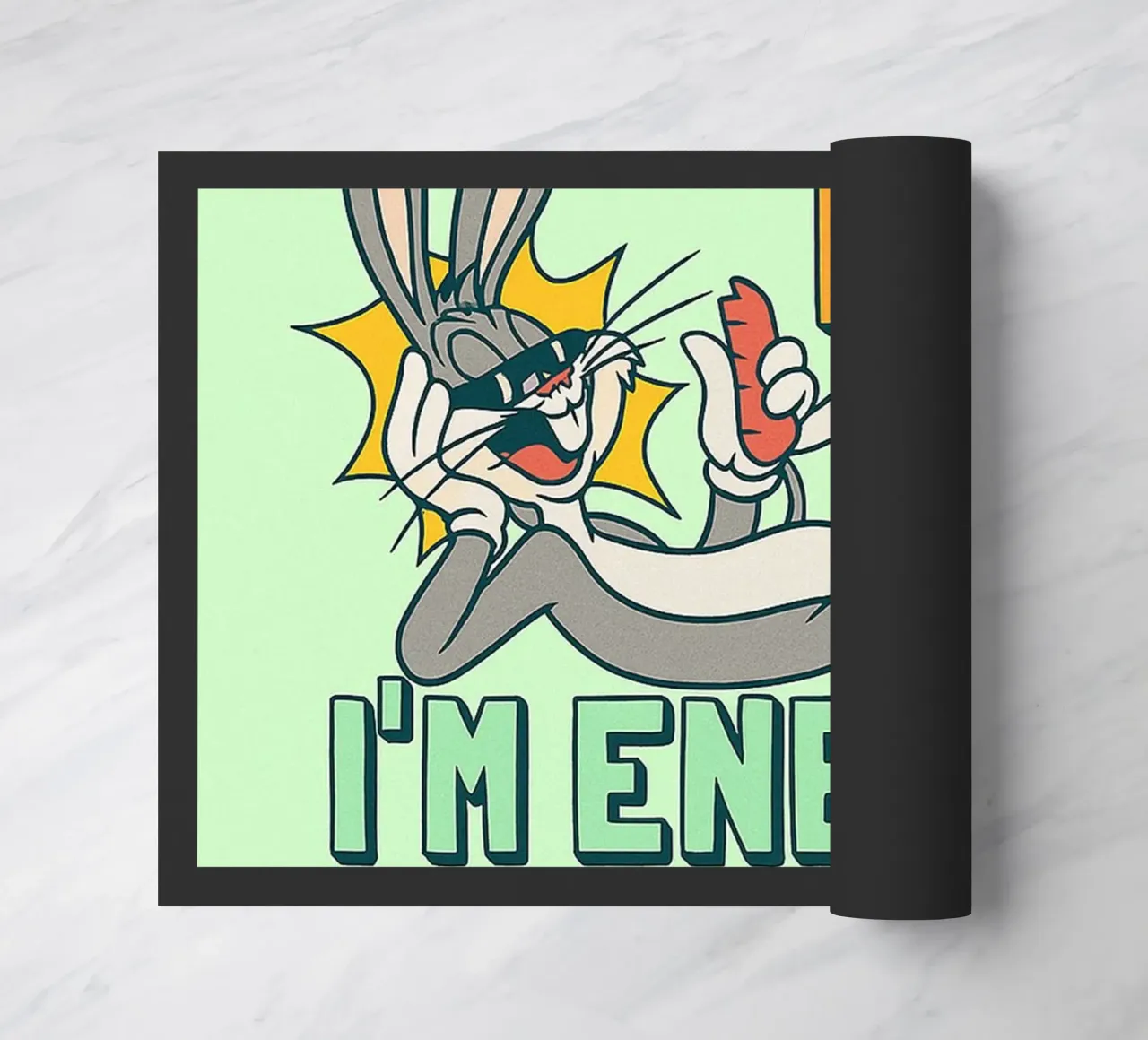 in not lazy rabbit funny drawing doormat by klicins