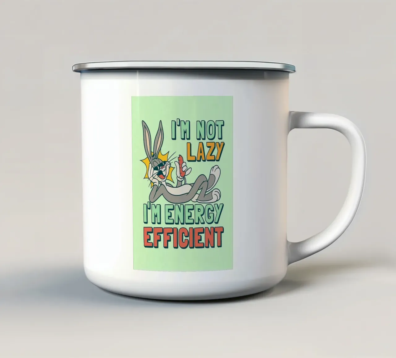 in not lazy rabbit funny drawing enamel mug by klicins