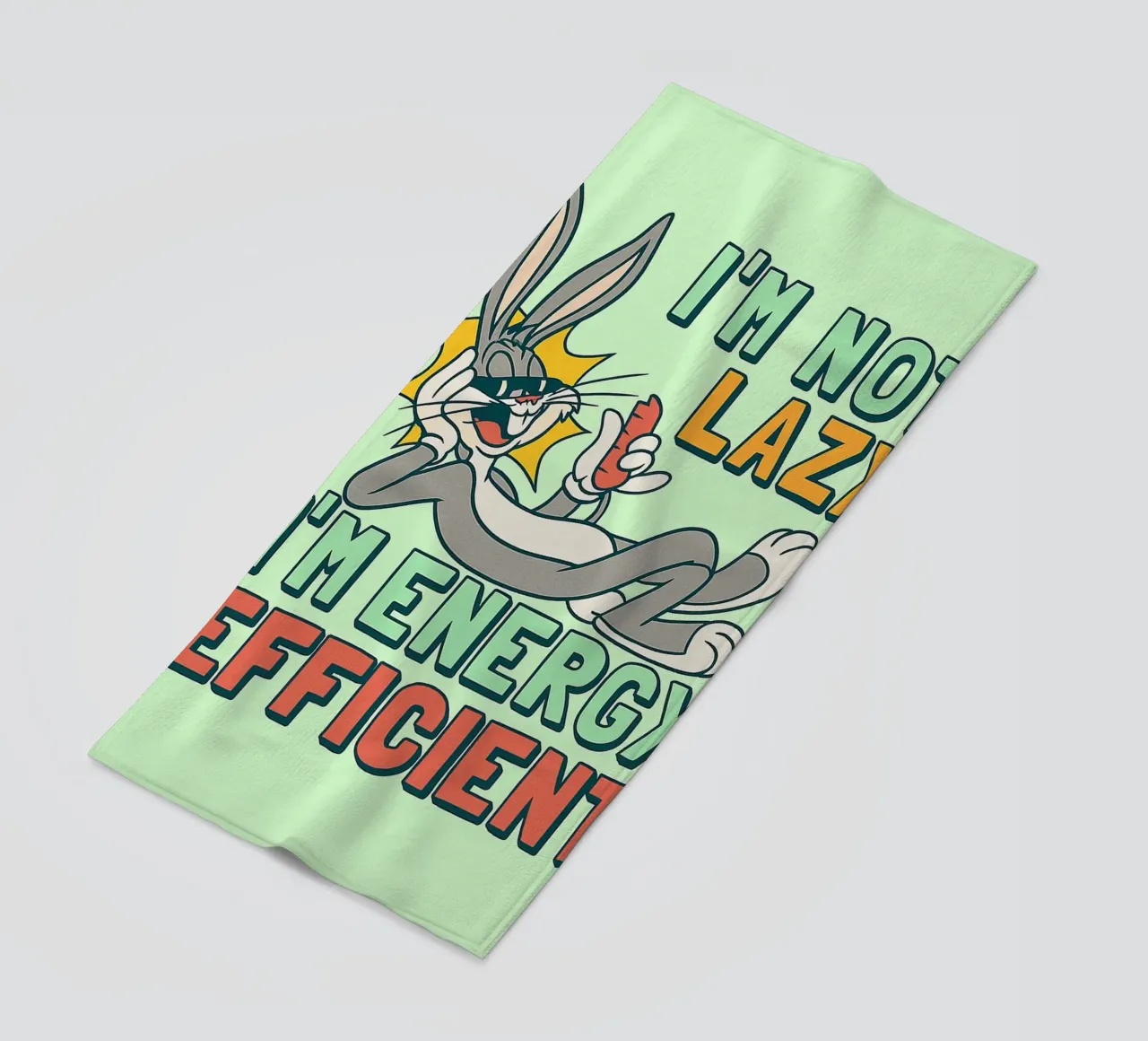 in not lazy rabbit funny drawing beach towel by klicins