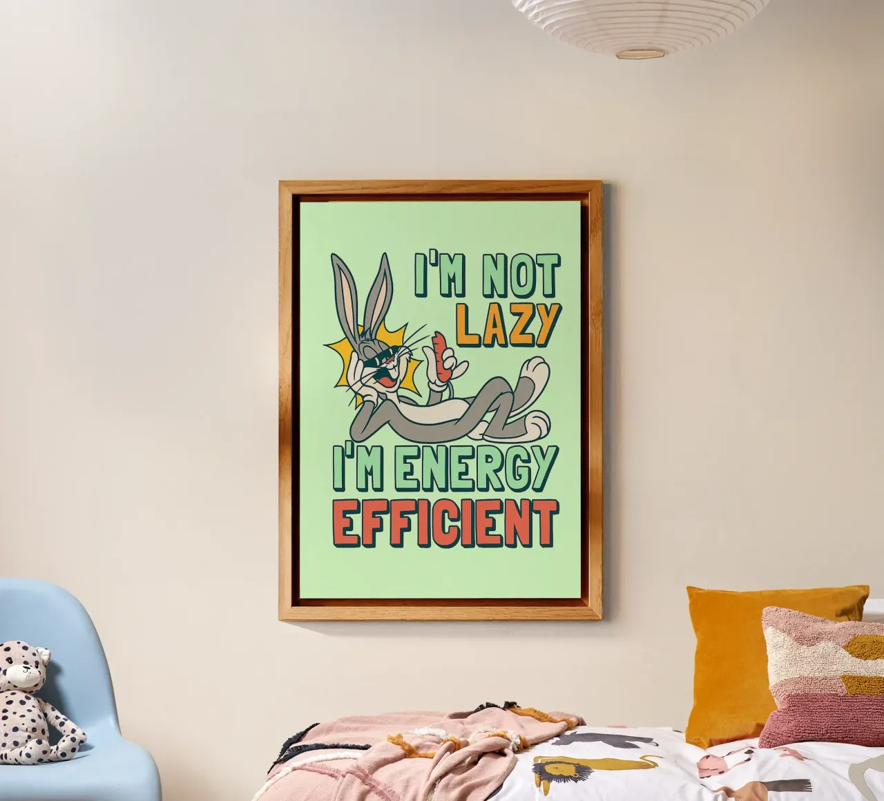 in not lazy rabbit funny drawing alu-dibond by klicins