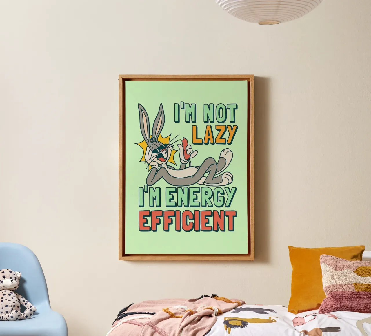 in not lazy rabbit funny drawing canvas by klicins