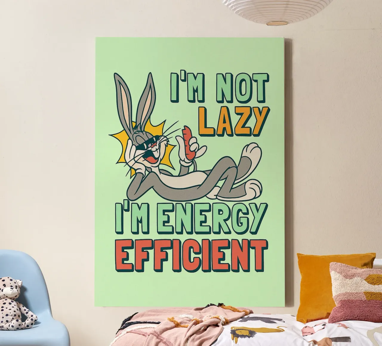 in not lazy rabbit funny drawing canvas by klicins