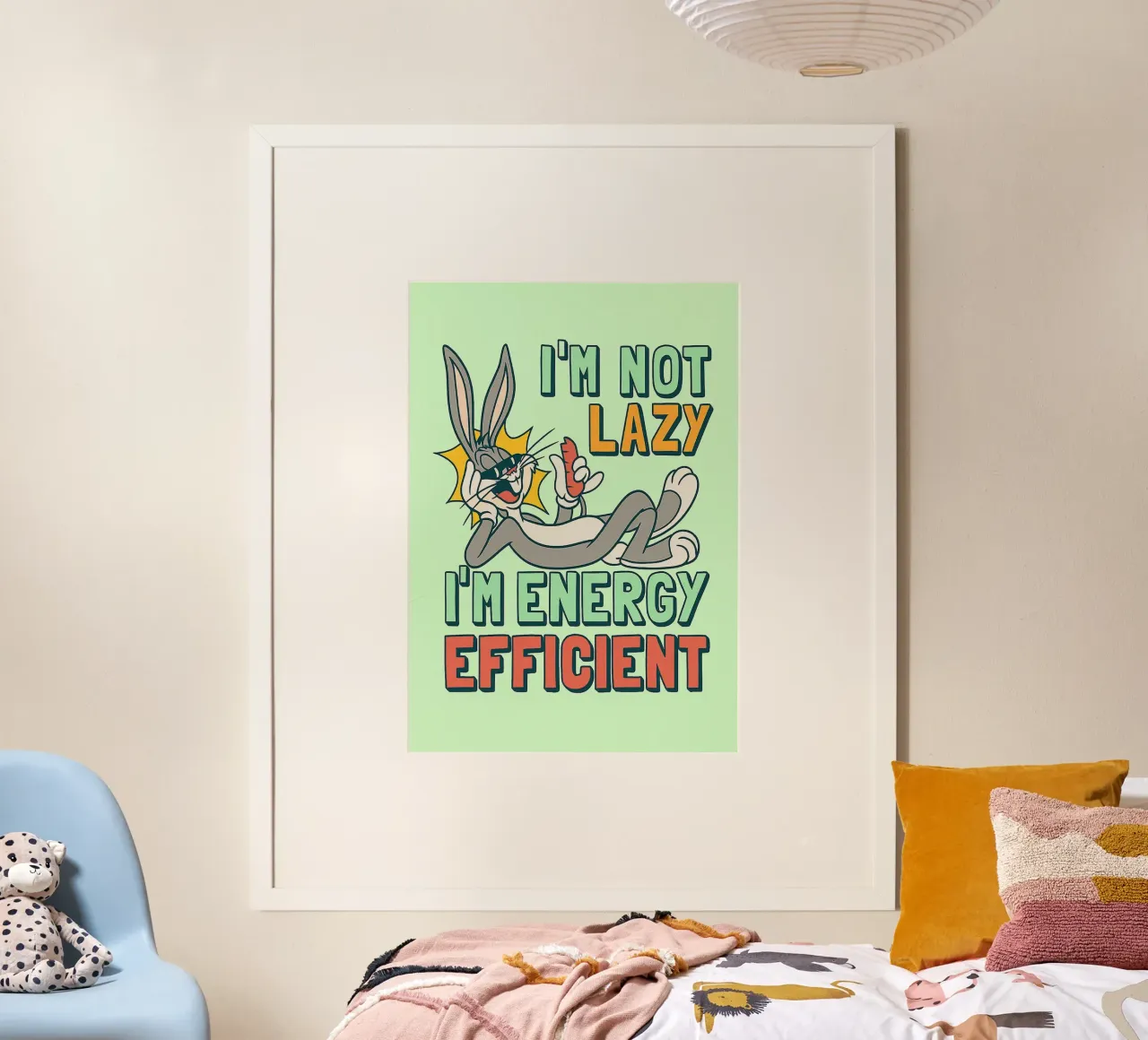 in not lazy rabbit funny drawing poster by klicins