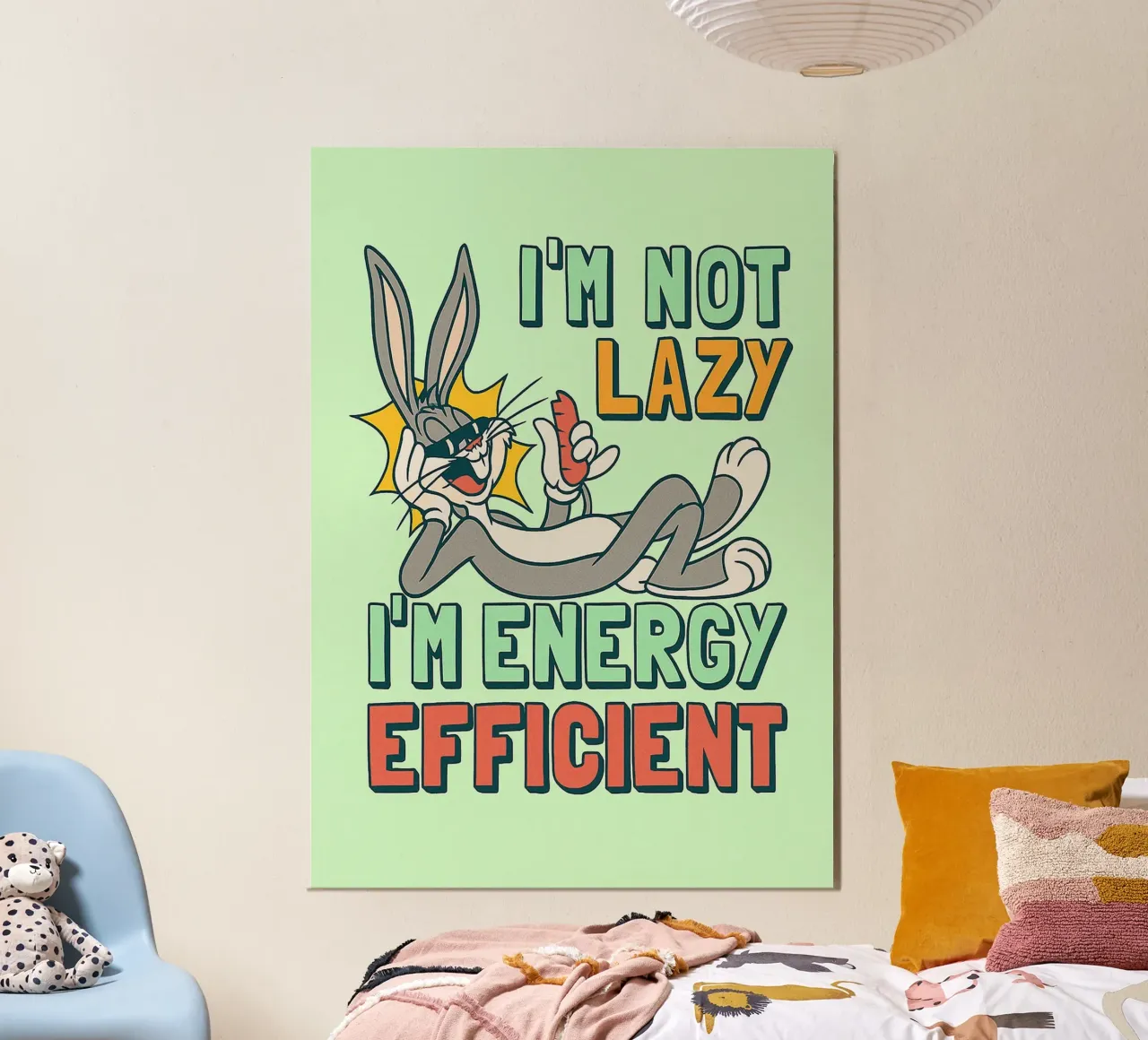 in not lazy rabbit funny drawing poster by klicins