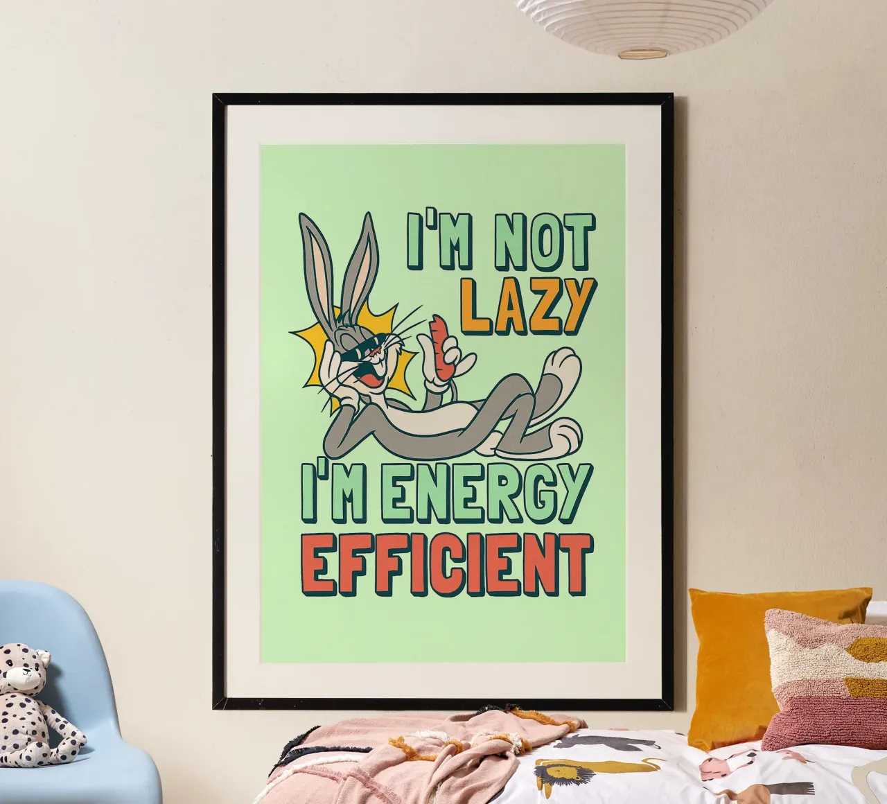 in not lazy rabbit funny drawing poster by klicins