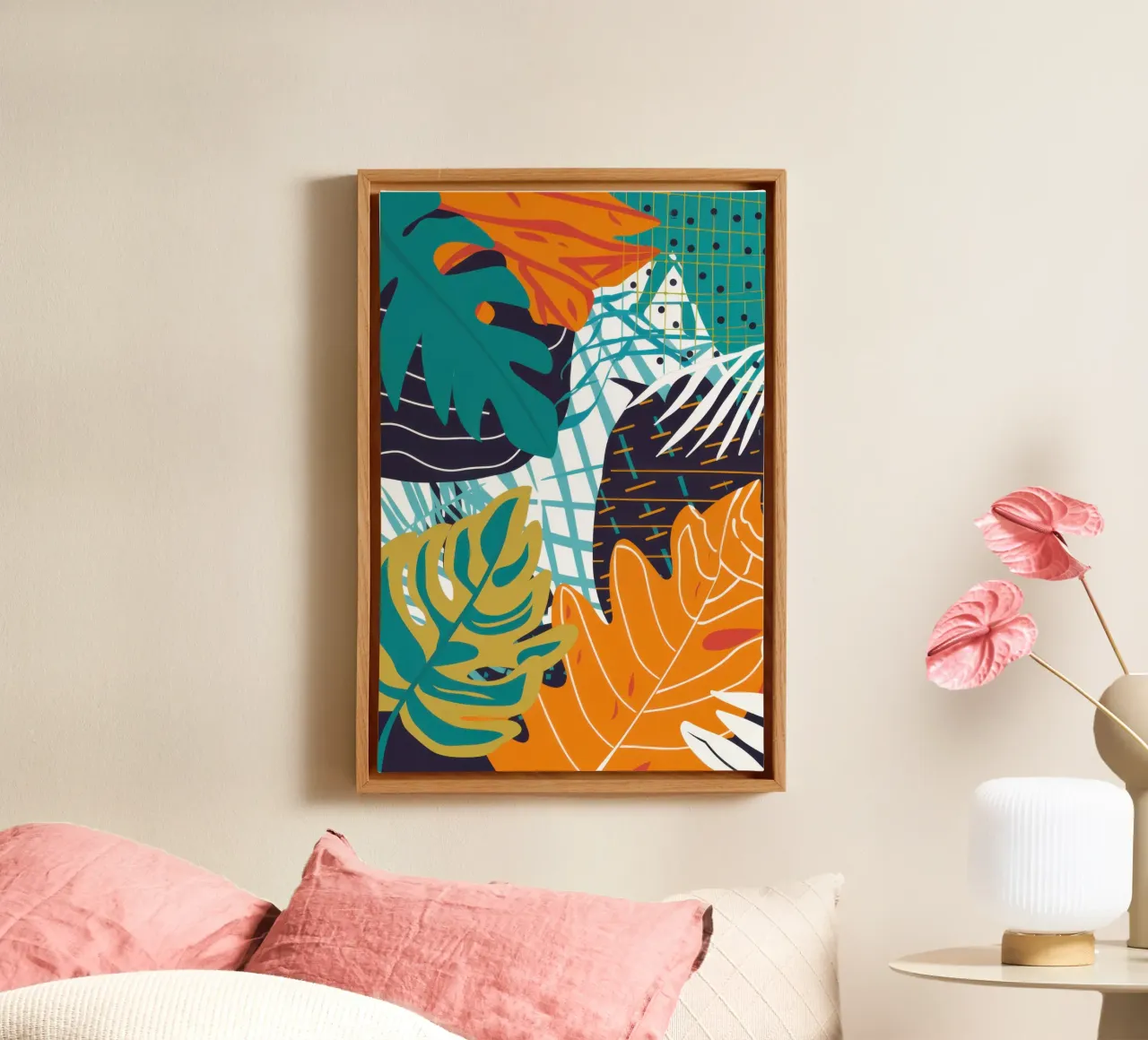 Verwarde jungle abstract canvas met Baklijst van Bruce Juice