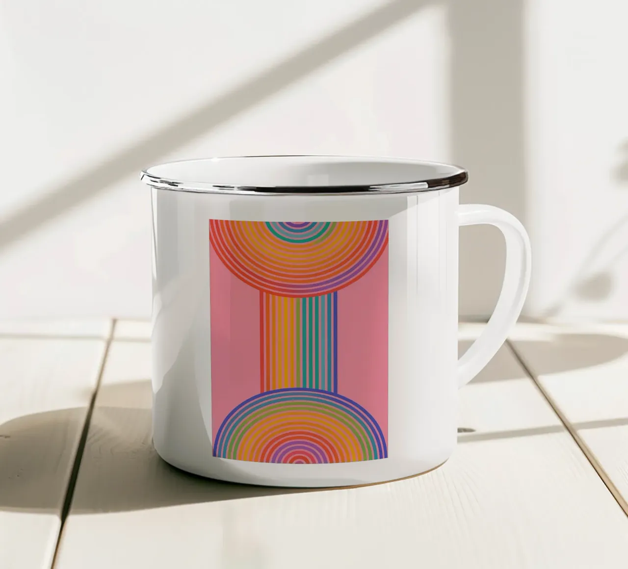 disegno di linee e semicerchi tazza in smalto da klicins