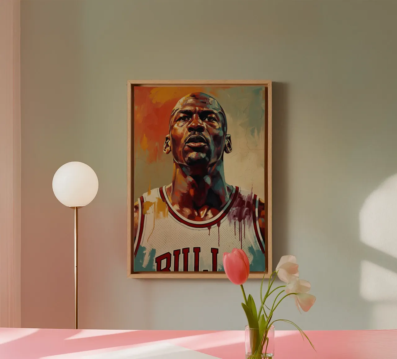 Abstract art Of Michael Jordan canvas with Floater frame by Lembayung art