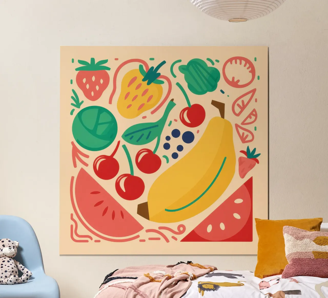 Frutta fresca in quantità poster con telaio in alluminio da Bruce Juice