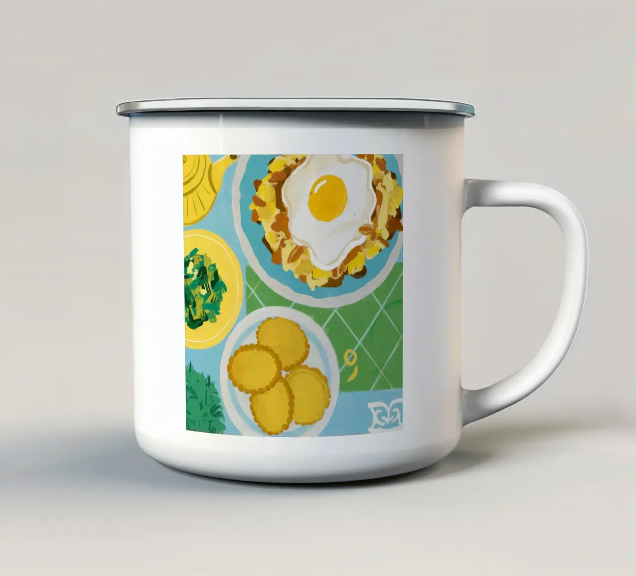 Biscotti per la colazione e uova tazza in smalto da Bruce Juice