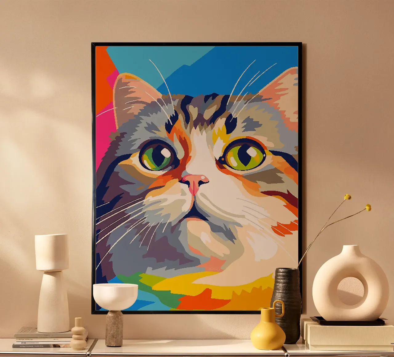gatto animale baffi occhi pelliccia orecchie poster con telaio in alluminio da Elly Neubauer