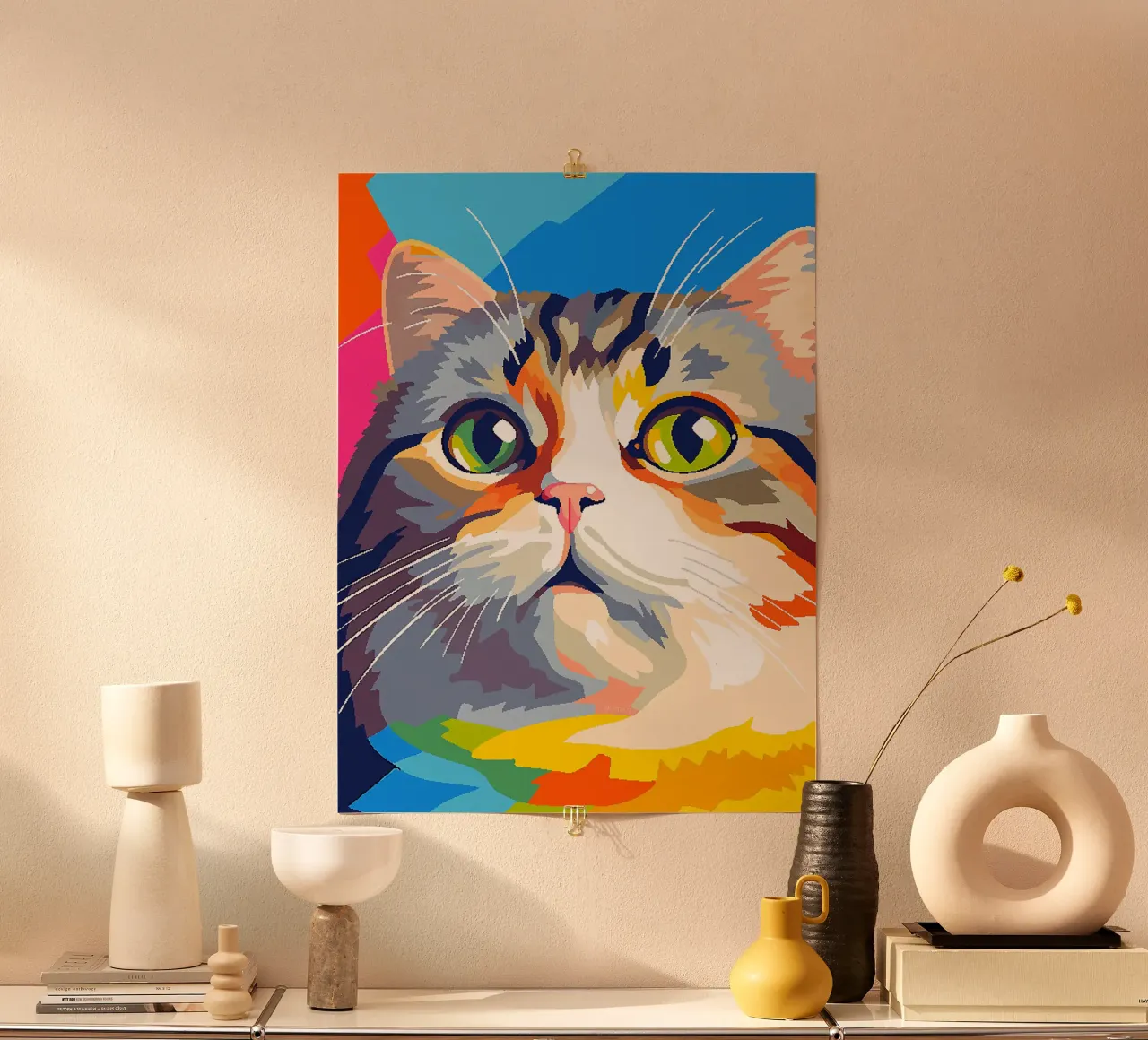 gatto animale baffi occhi pelliccia orecchie poster con telaio in alluminio da Elly Neubauer