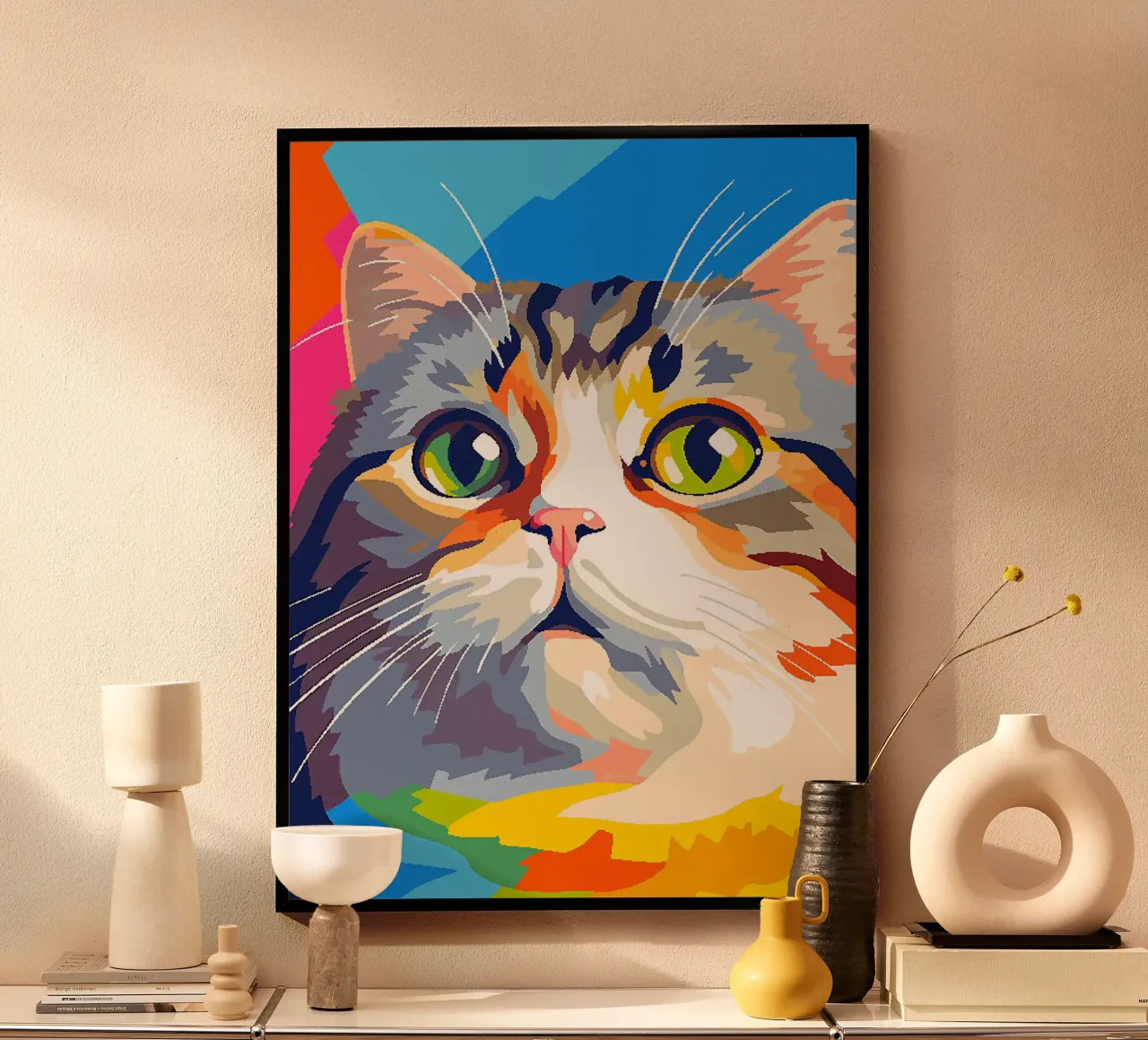 gatto animale baffi occhi pelliccia orecchie poster con telaio in alluminio da Elly Neubauer