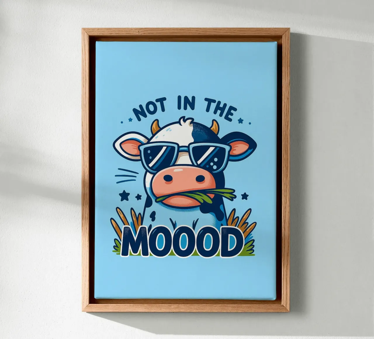 not in the mood funny drawing canvas with Floater frame by klicins