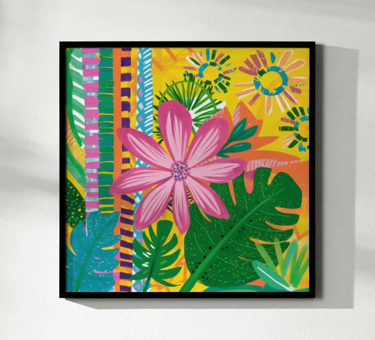 Giungla d'oro in fiore poster con telaio in legno da Bruce Juice