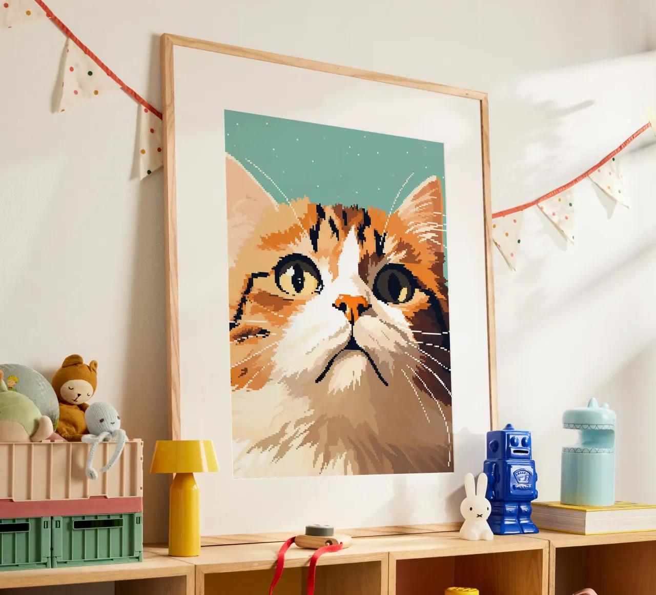 gatto animale felino baffi orecchie pelliccia poster con telaio in alluminio da Elly Neubauer