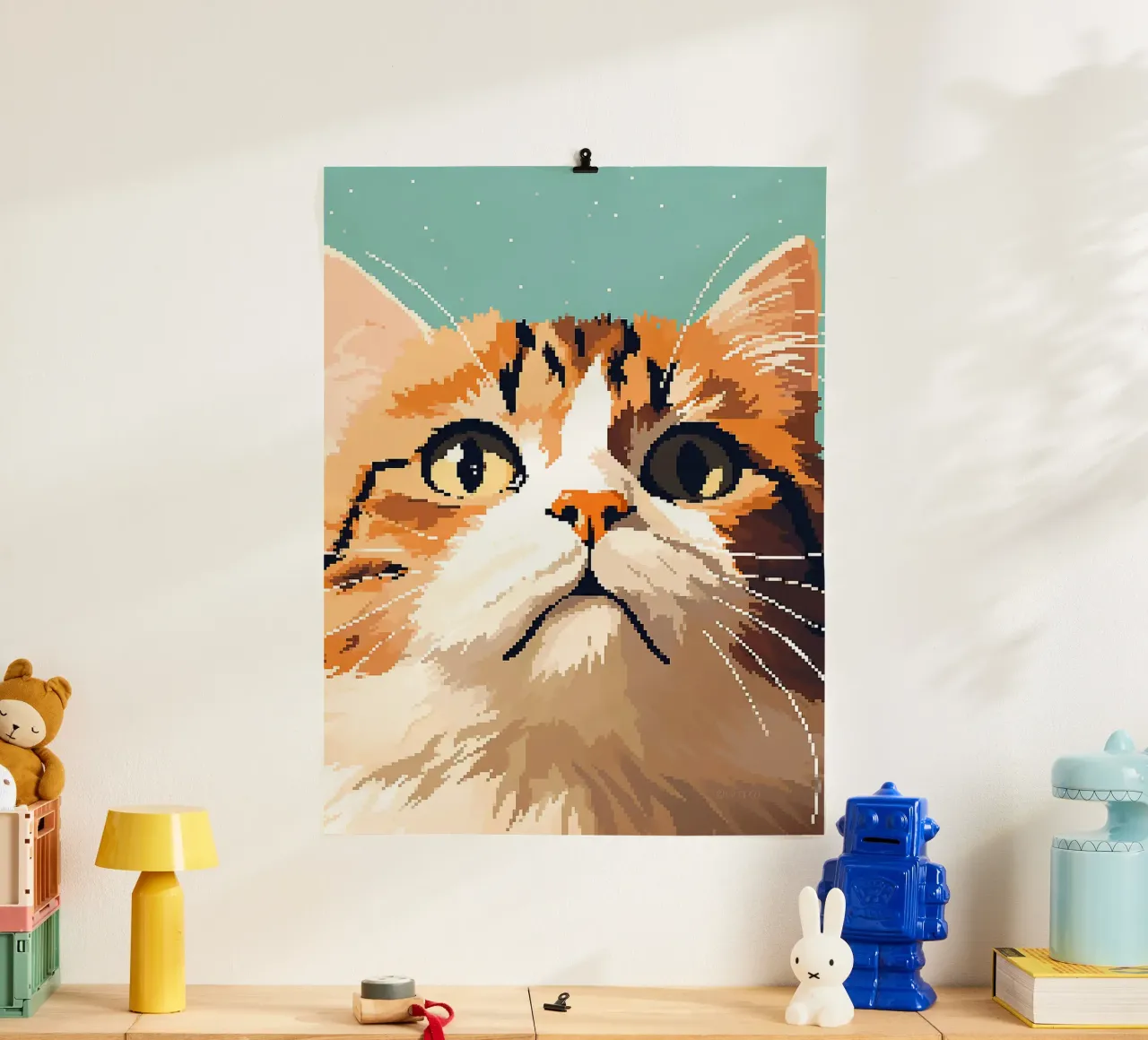 gatto animale felino baffi orecchie pelliccia poster con telaio in alluminio da Elly Neubauer