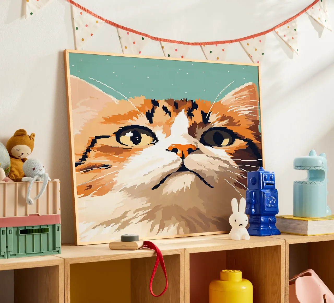 gatto animale felino baffi orecchie pelliccia poster con telaio in alluminio da Elly Neubauer