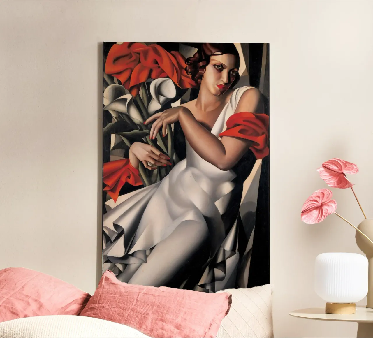 Tamara de lampica - Zij hielp de Art Deco beweging te definiëren canvas met Baklijst van mix mate