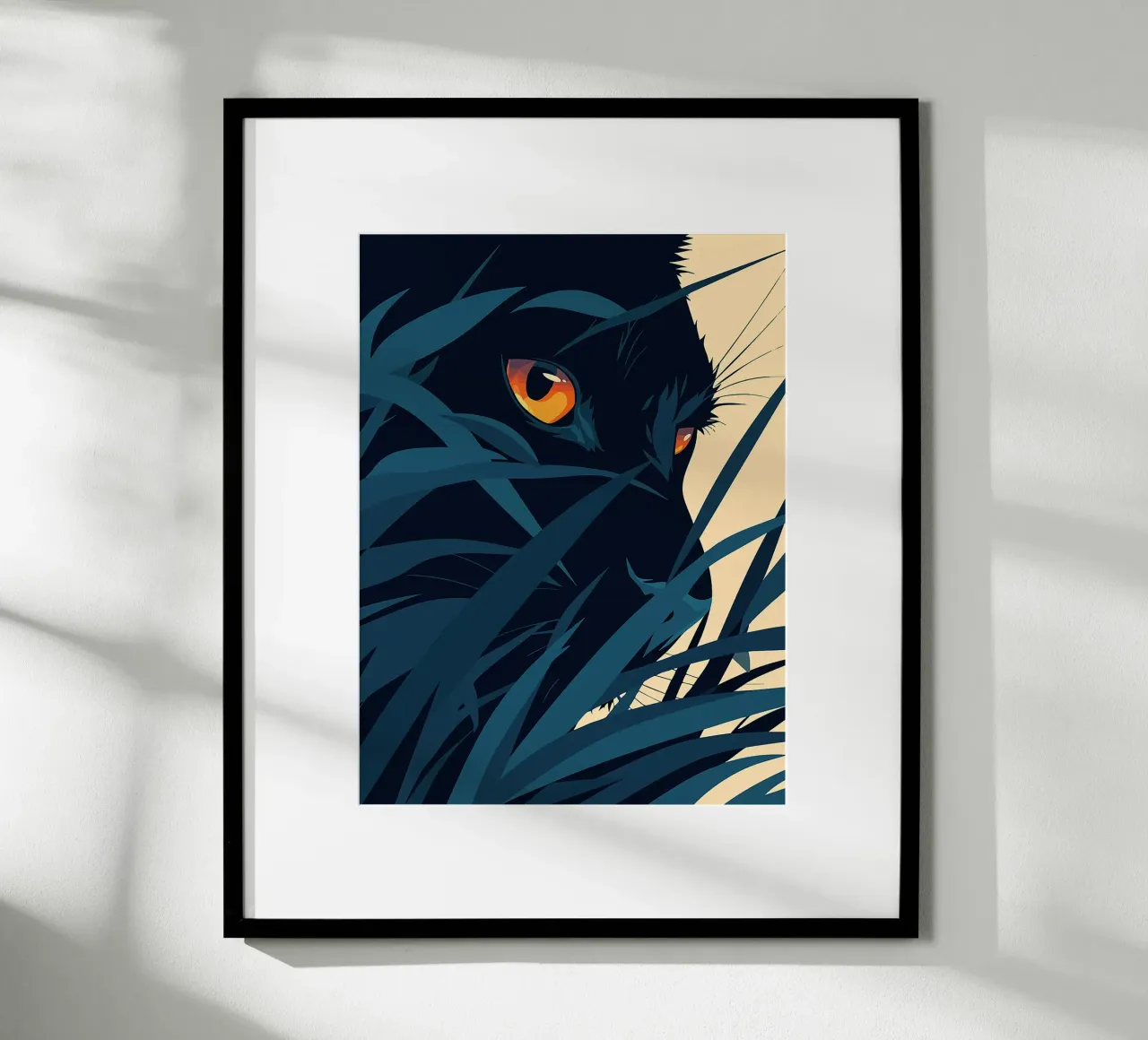 pantera giungla fauna selvatica fogliame occhi poster con telaio in legno da Lukas Hoffmann