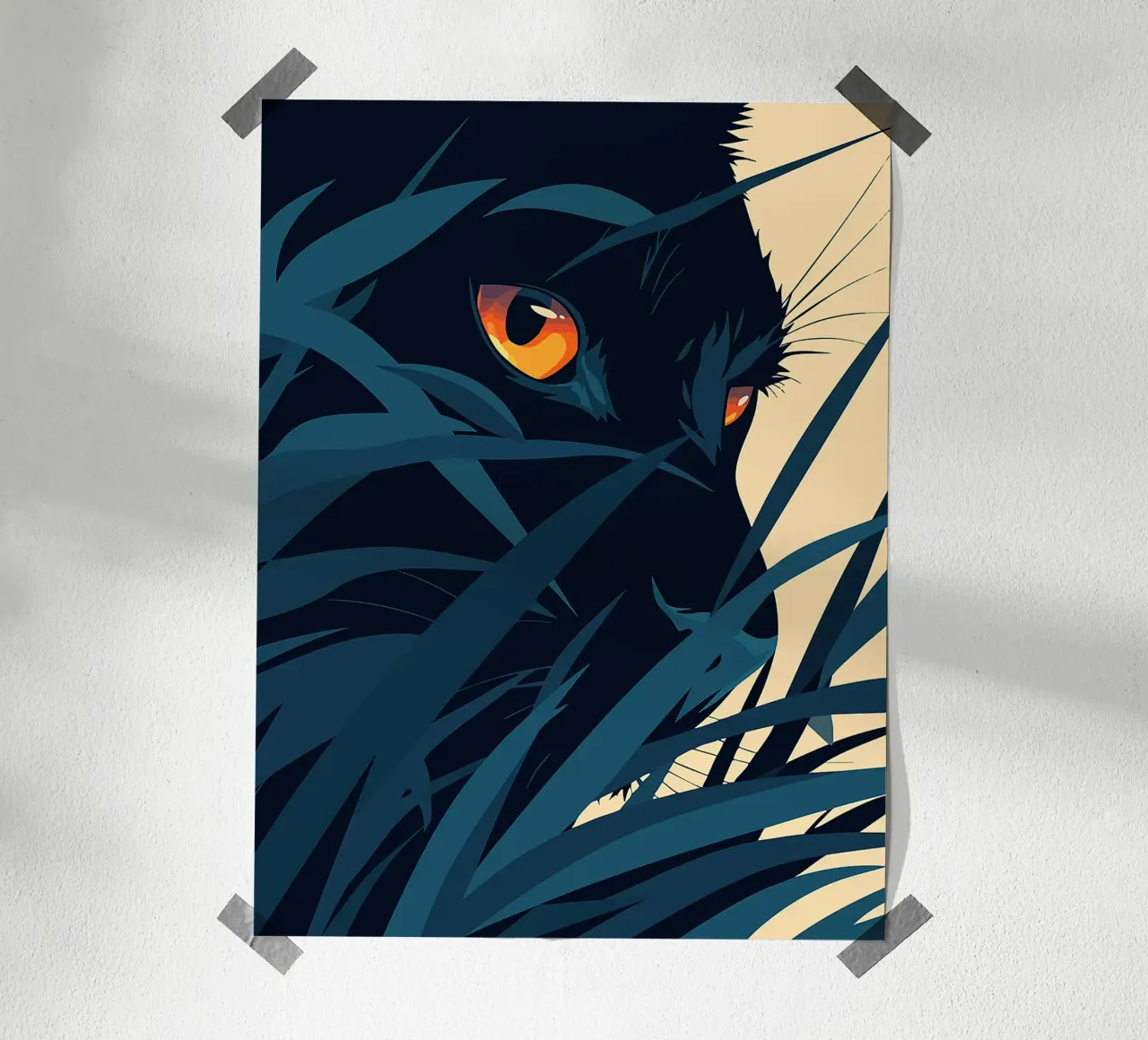 pantera giungla fauna selvatica fogliame occhi poster con telaio in legno da Lukas Hoffmann