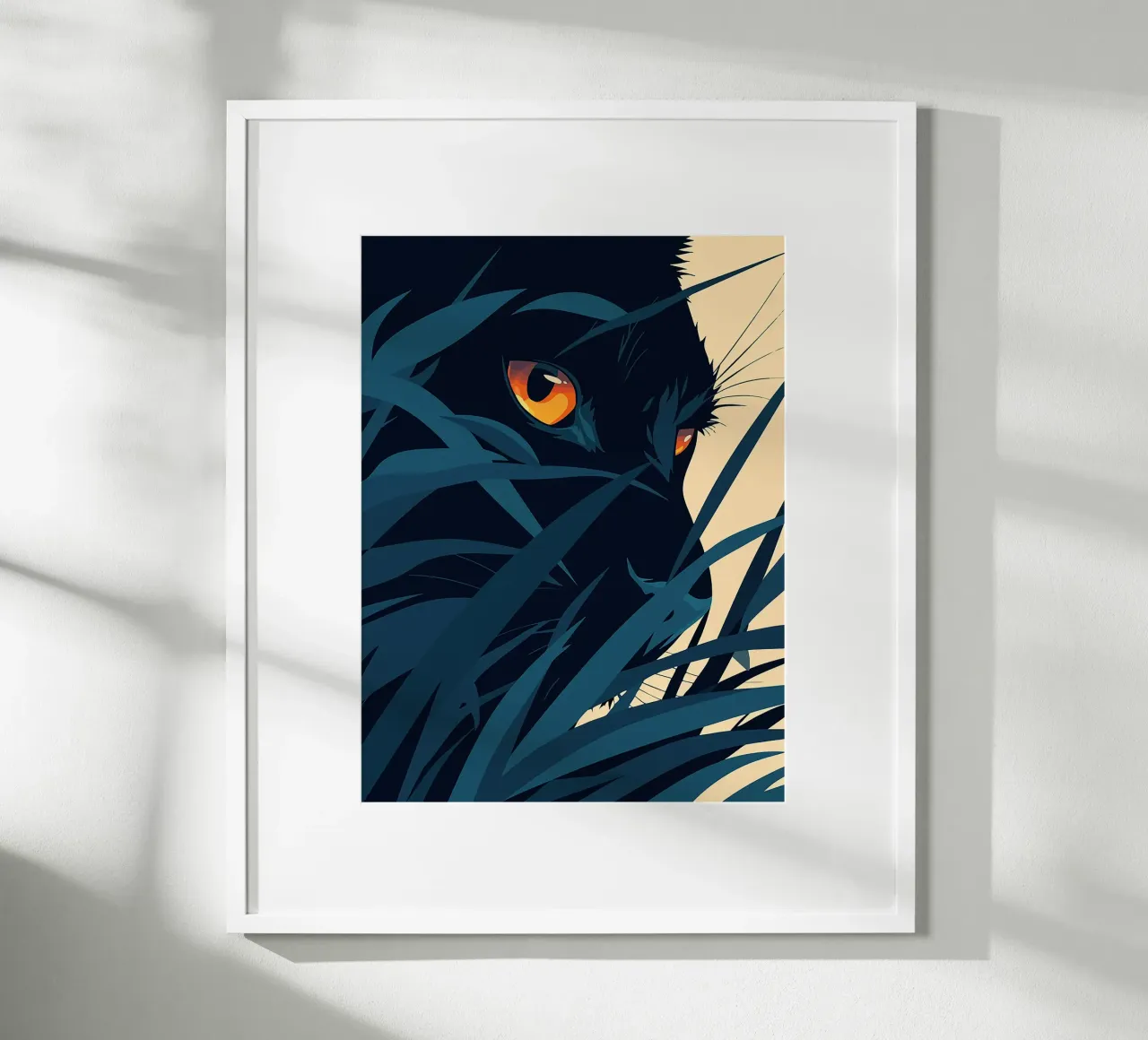 pantera giungla fauna selvatica fogliame occhi poster con telaio in legno da Lukas Hoffmann