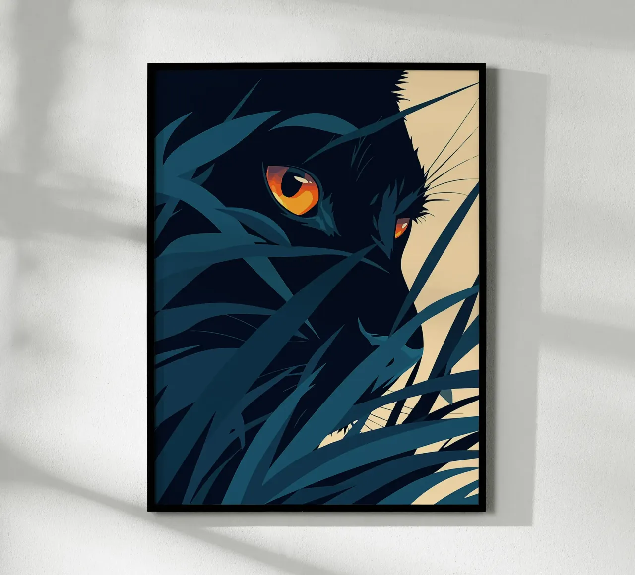 pantera giungla fauna selvatica fogliame occhi poster con telaio in legno da Lukas Hoffmann