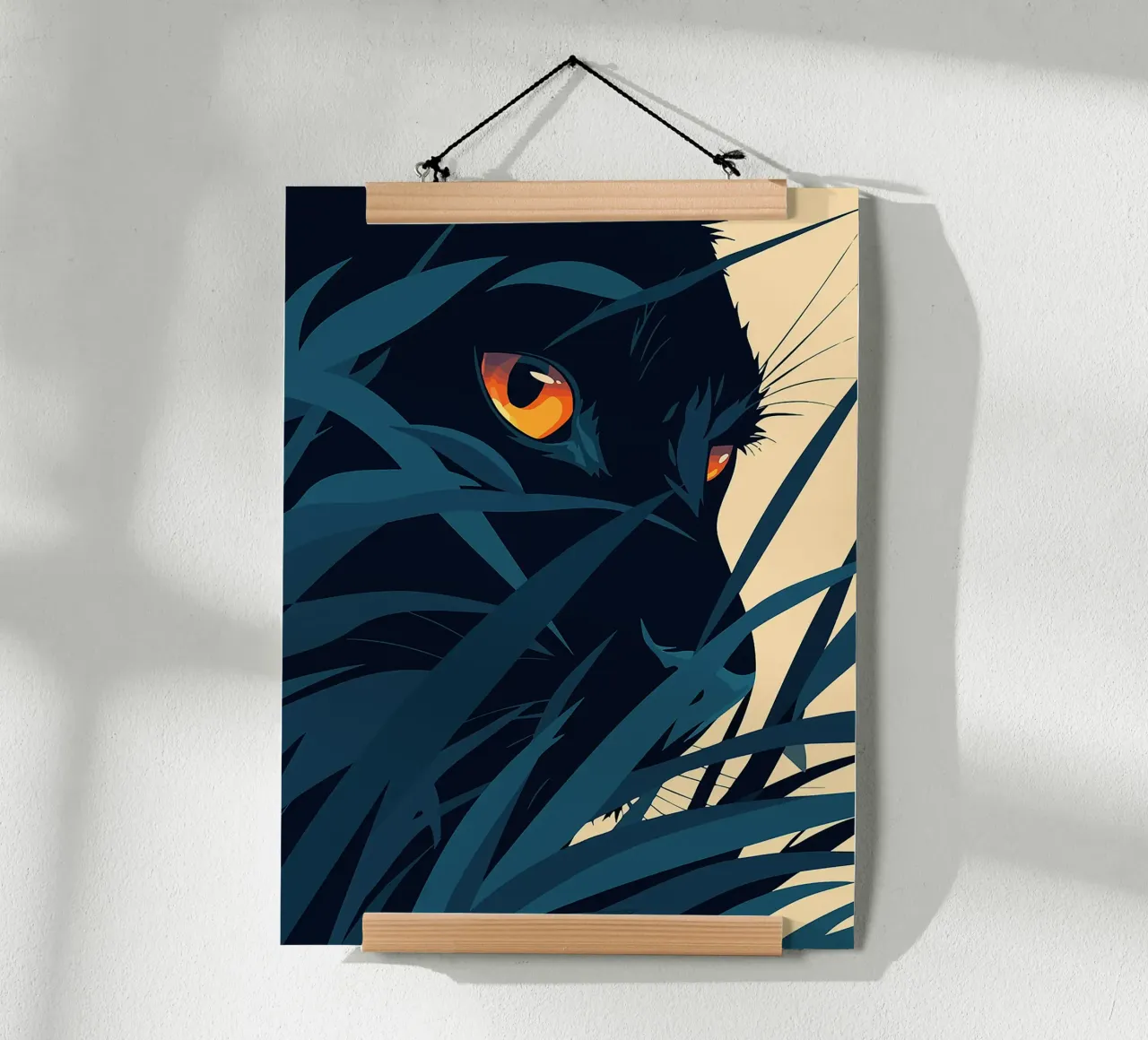 pantera giungla fauna selvatica fogliame occhi poster con telaio in legno da Lukas Hoffmann