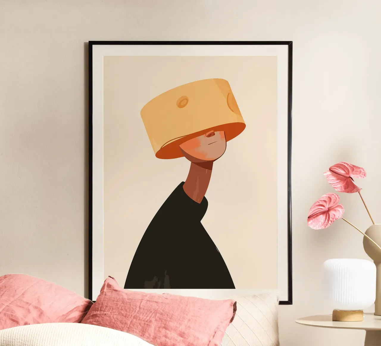 volto umano testa formaggio primo piano espressione poster con telaio in alluminio da Lukas Hoffmann