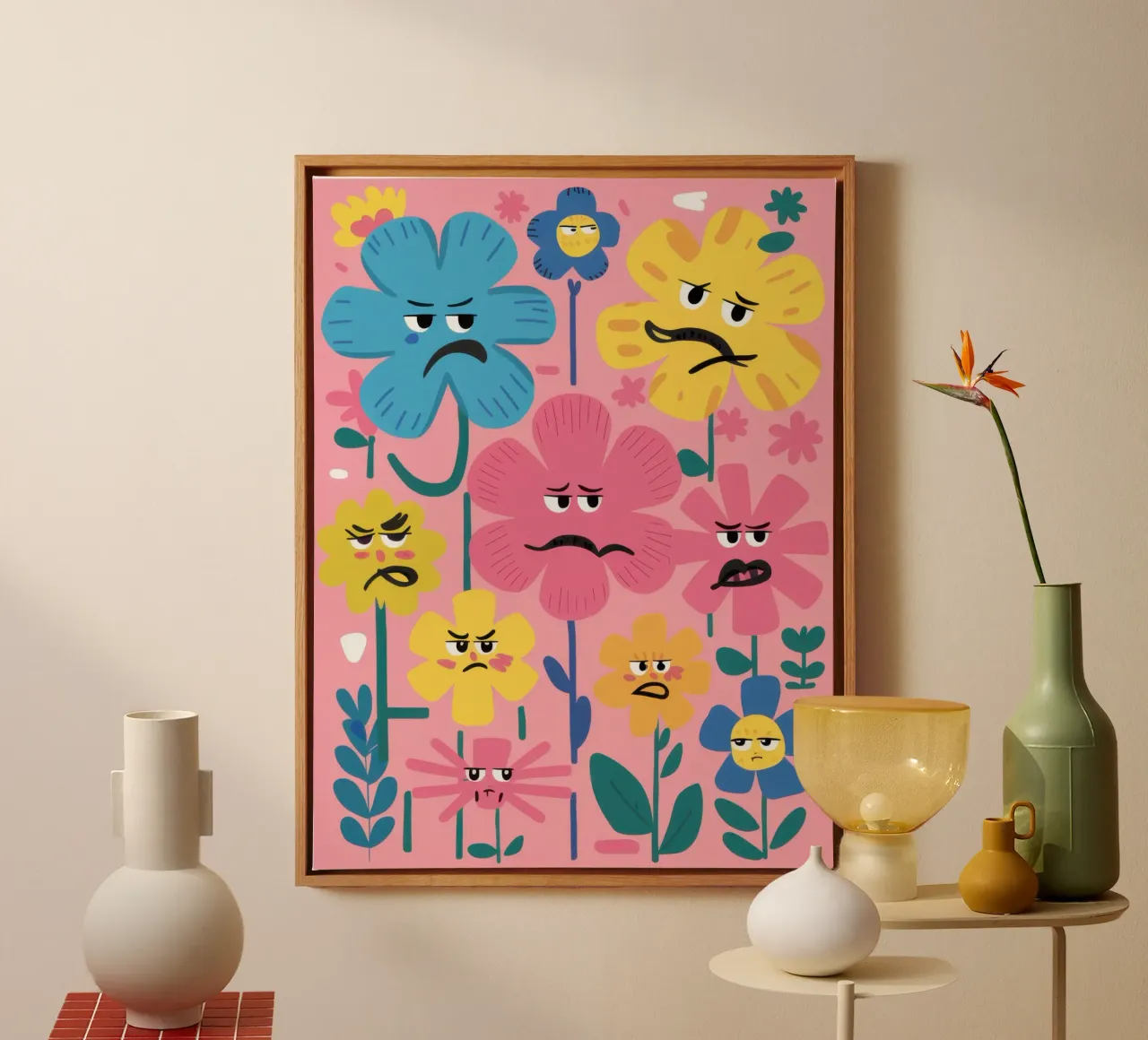 Knorrige bloemenvrienden canvas met Baklijst van Bruce Juice