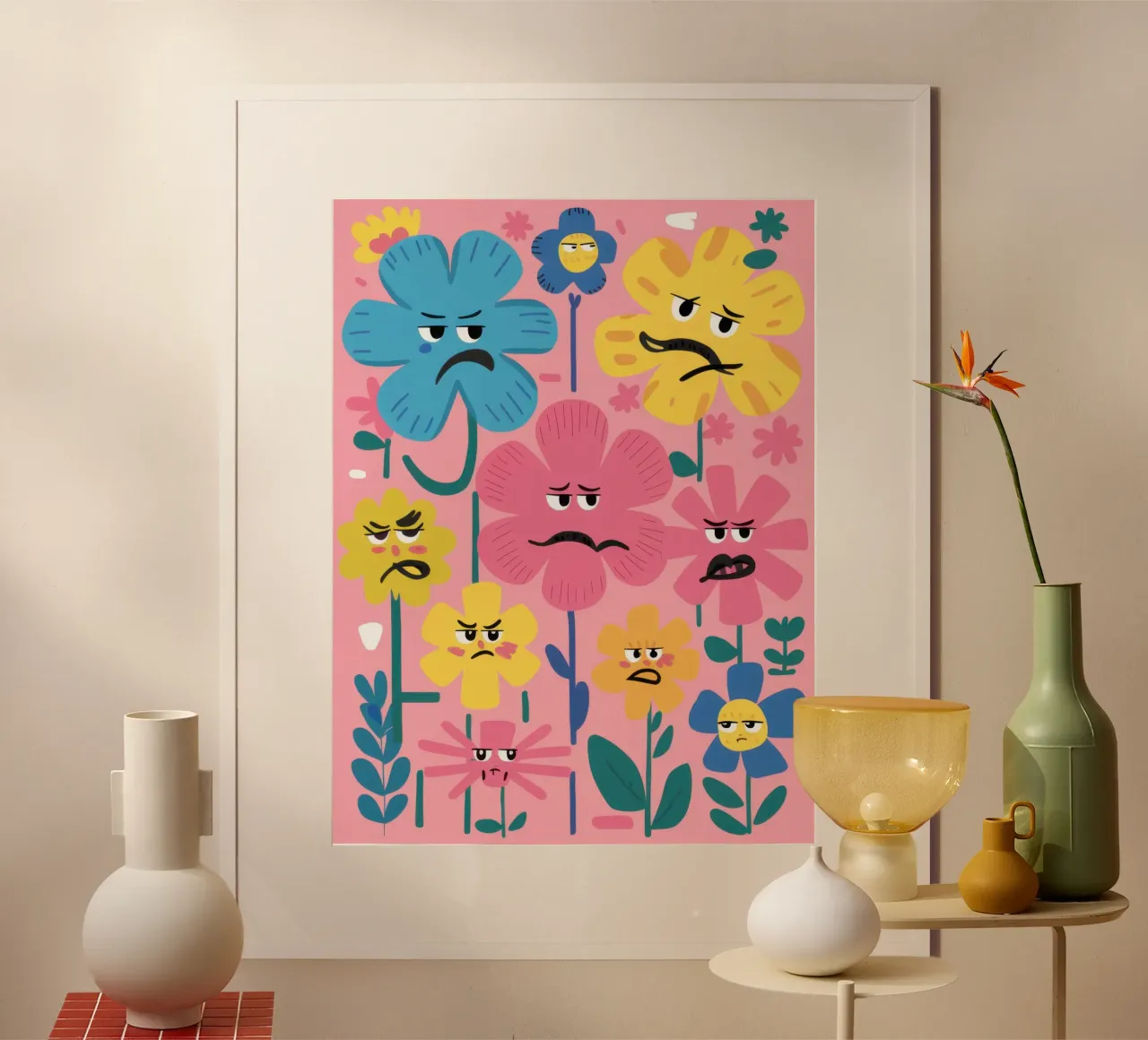 Amici dei fiori brontoloni poster con telaio in alluminio da Bruce Juice