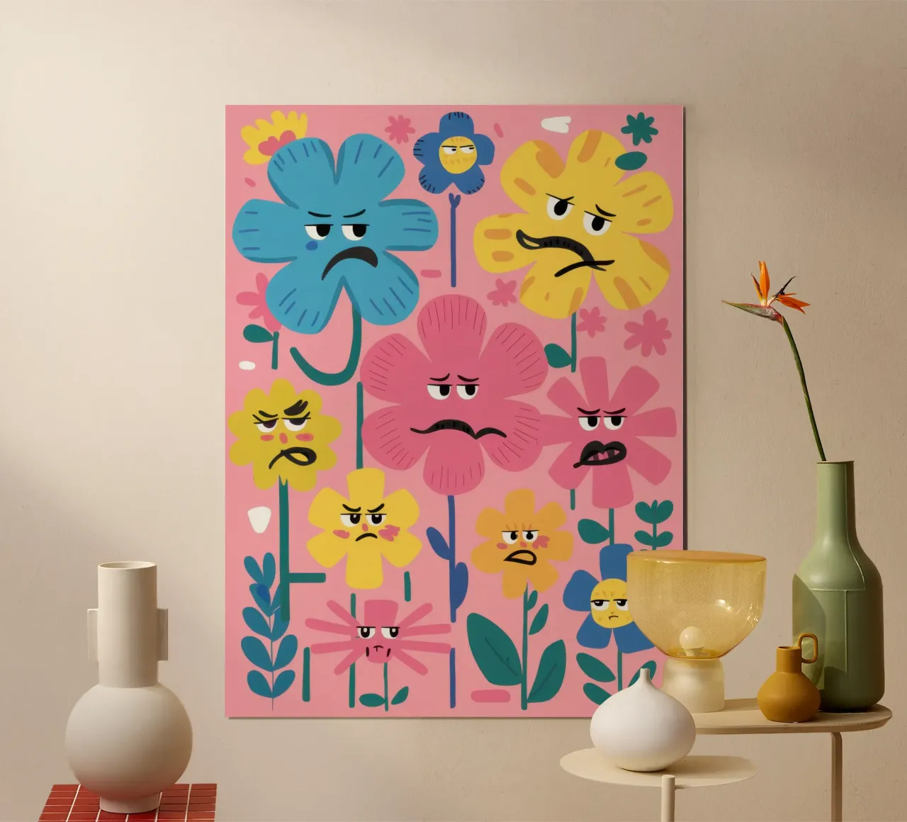 Amici dei fiori brontoloni poster con telaio in alluminio da Bruce Juice