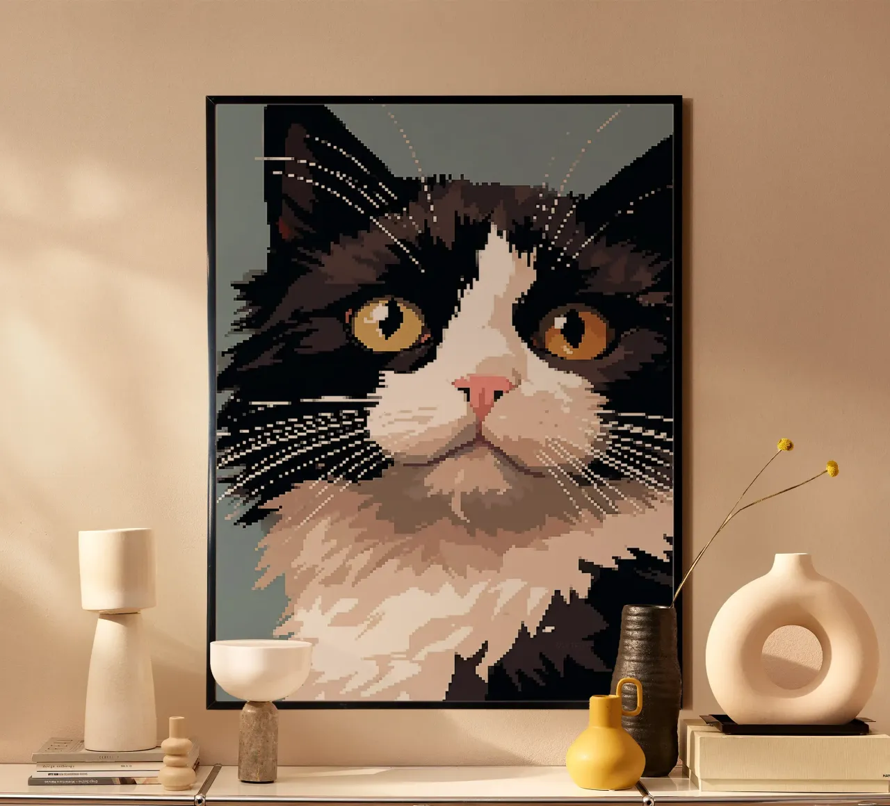 gatto animale domestico felino baffi pelliccia poster con telaio in alluminio da Lukas Hoffmann