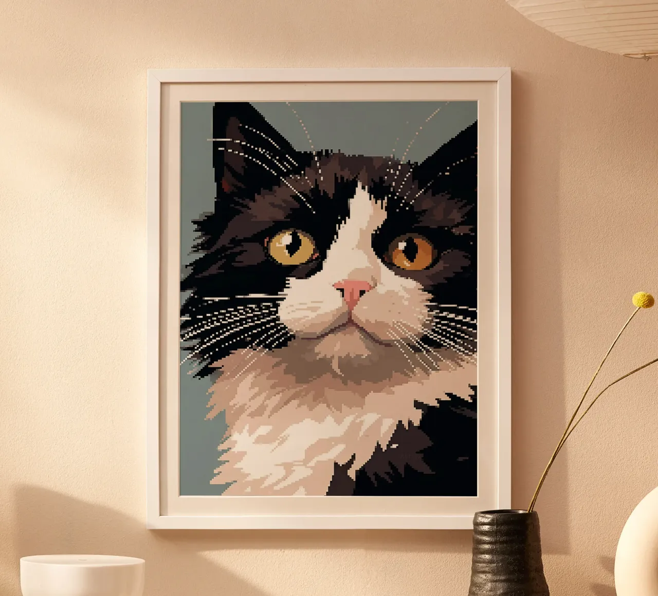 gatto animale domestico felino baffi pelliccia poster con telaio in alluminio da Lukas Hoffmann