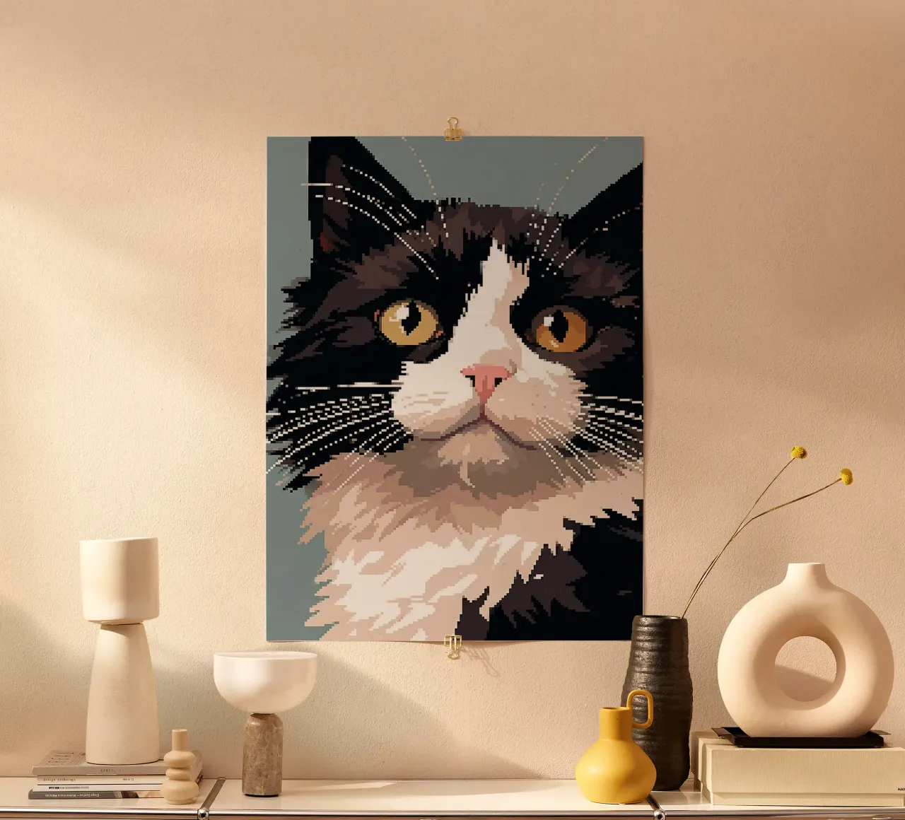 gatto animale domestico felino baffi pelliccia poster con telaio in alluminio da Lukas Hoffmann