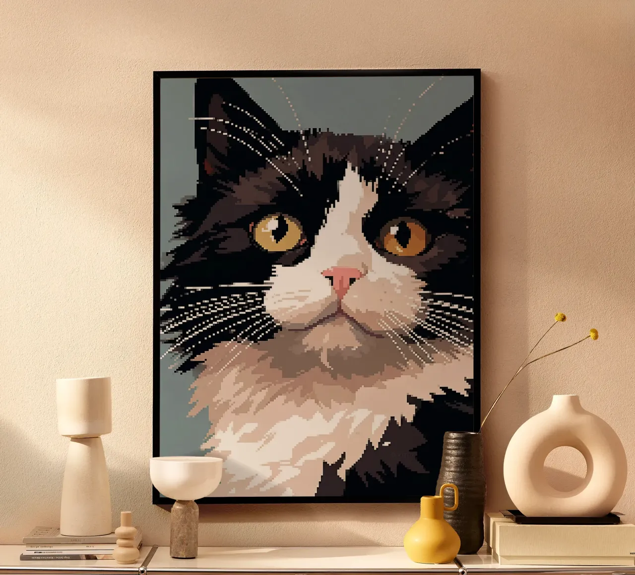 gatto animale domestico felino baffi pelliccia poster con telaio in alluminio da Lukas Hoffmann