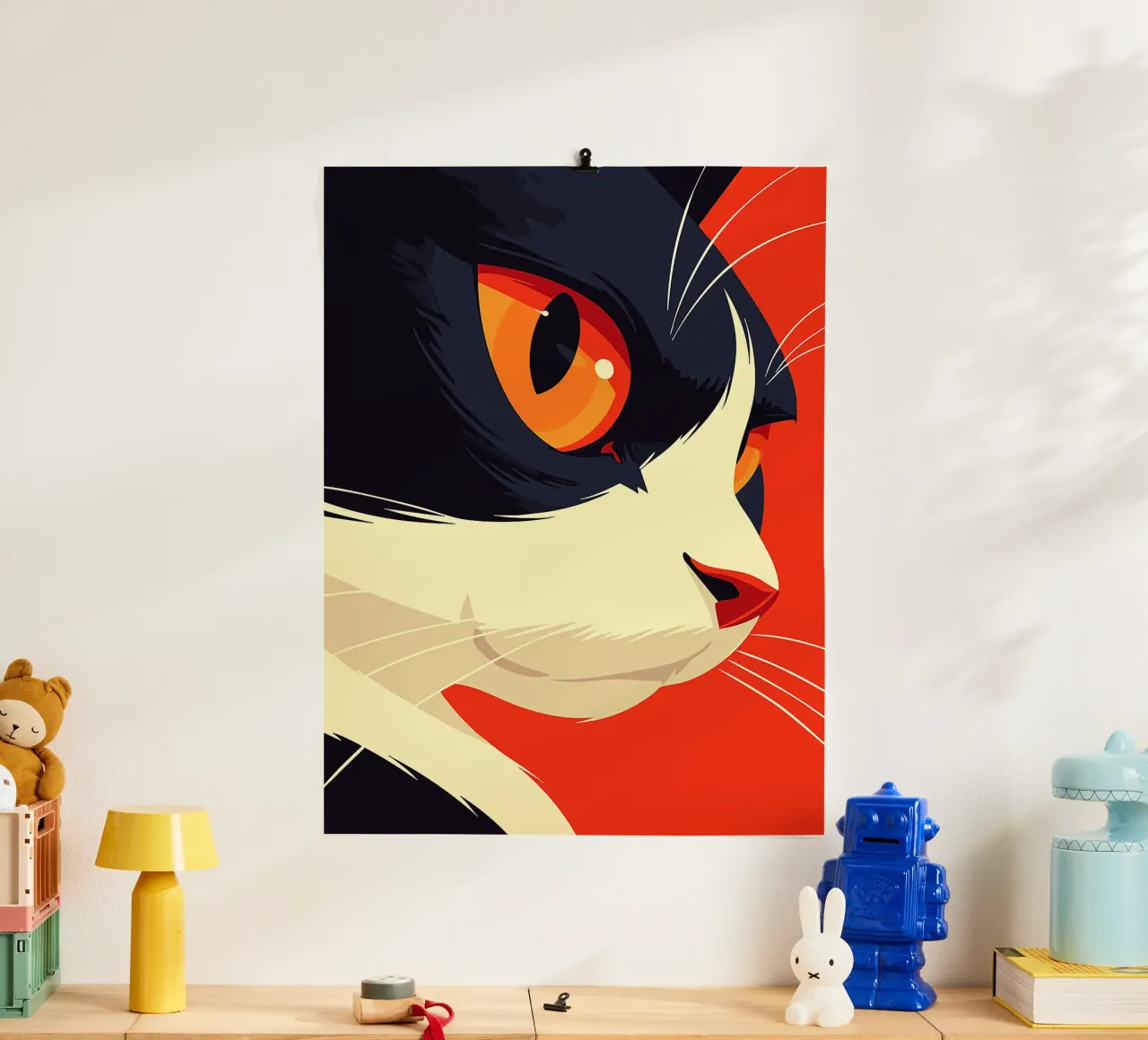 gatto felino animale ritratto primo piano occhi baffi poster con telaio in plastica da Lukas Hoffmann