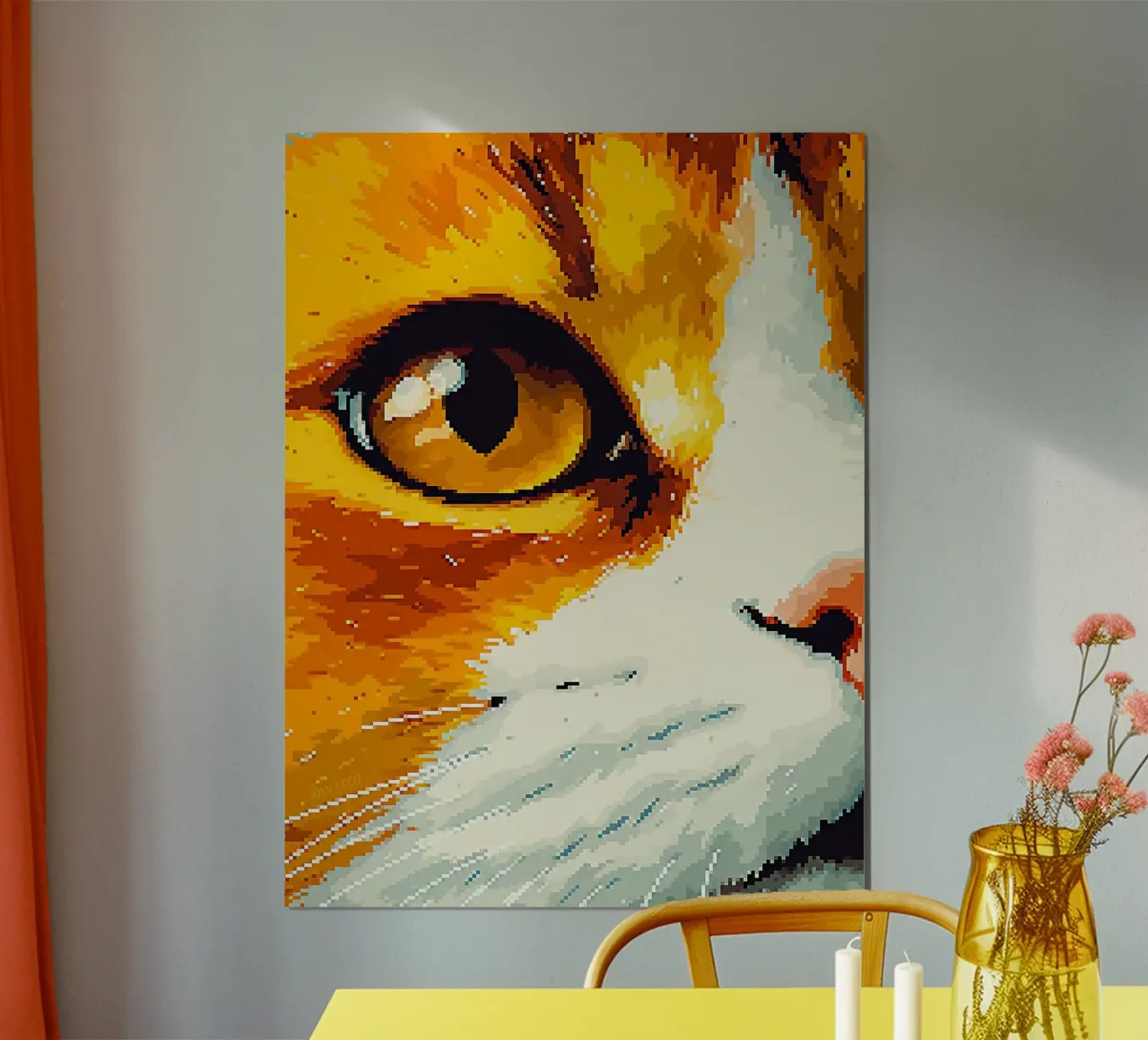 gatto animale animale domestico baffi pelliccia naso occhio poster con telaio in alluminio da Lukas Hoffmann