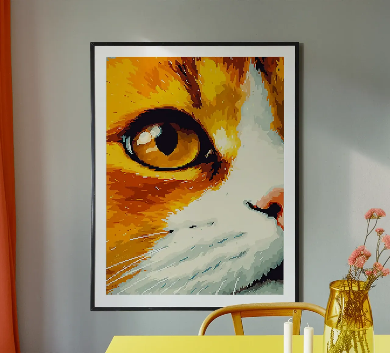 gatto animale animale domestico baffi pelliccia naso occhio poster con telaio in alluminio da Lukas Hoffmann