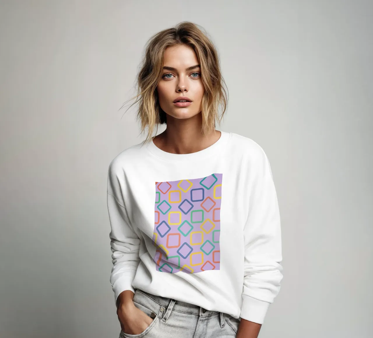 disegno di linee quadrate e diamantate felpa da klicins