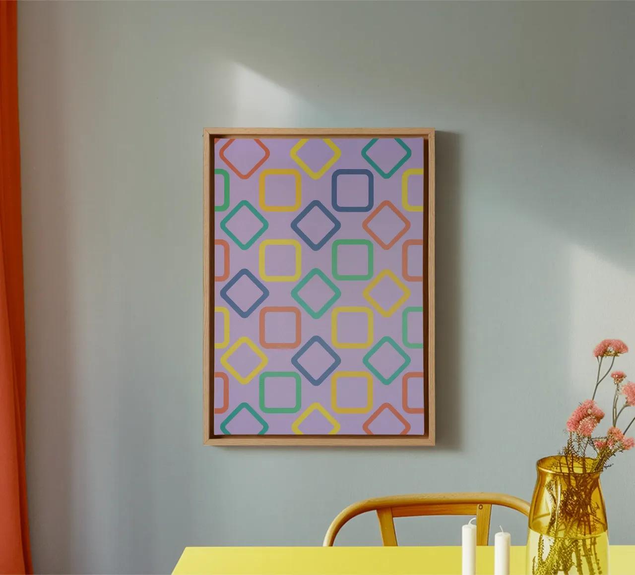 disegno di linee quadrate e diamantate tela con Cornice a cassetta da klicins