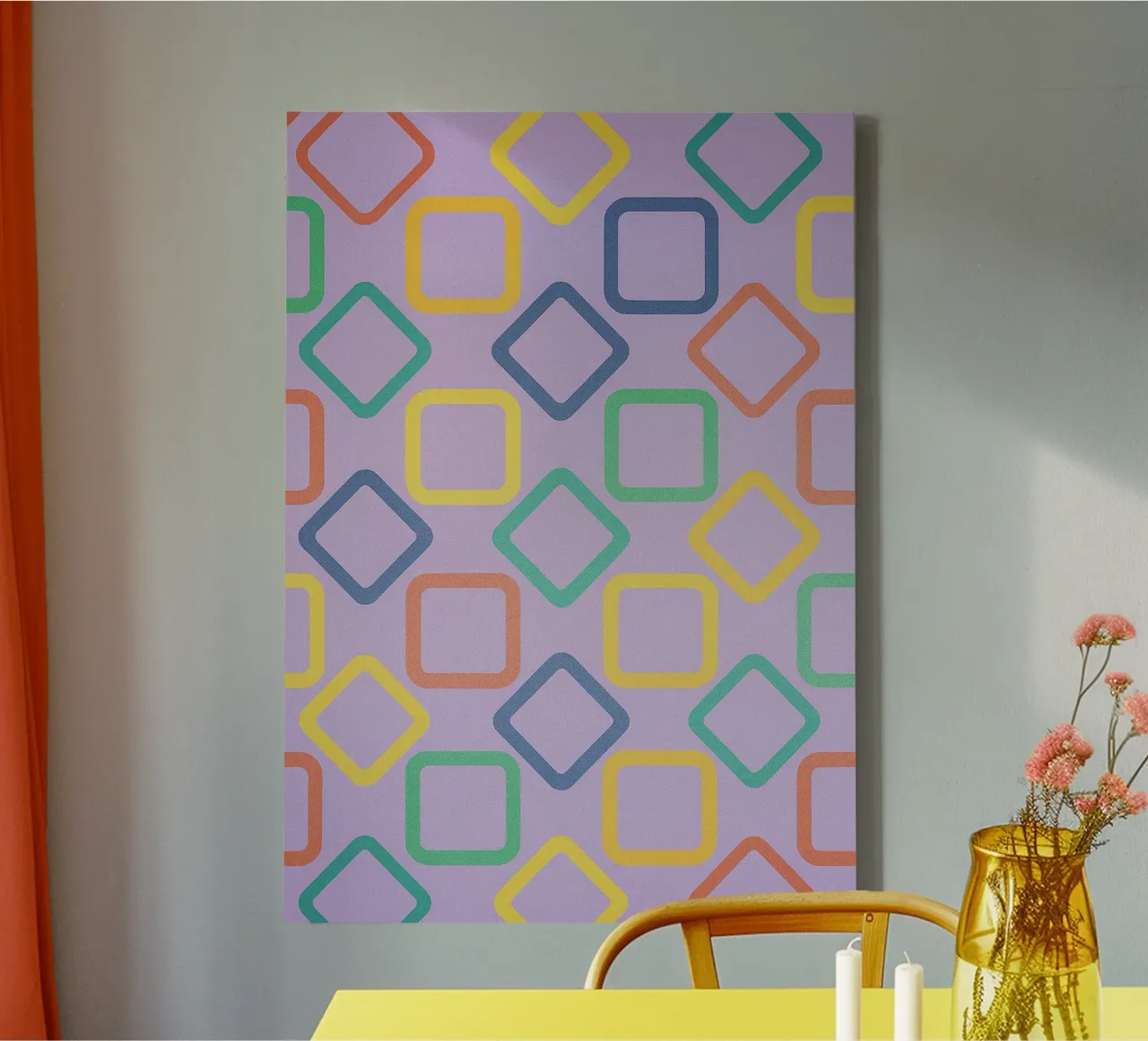 disegno di linee quadrate e diamantate tela con Cornice a cassetta da klicins