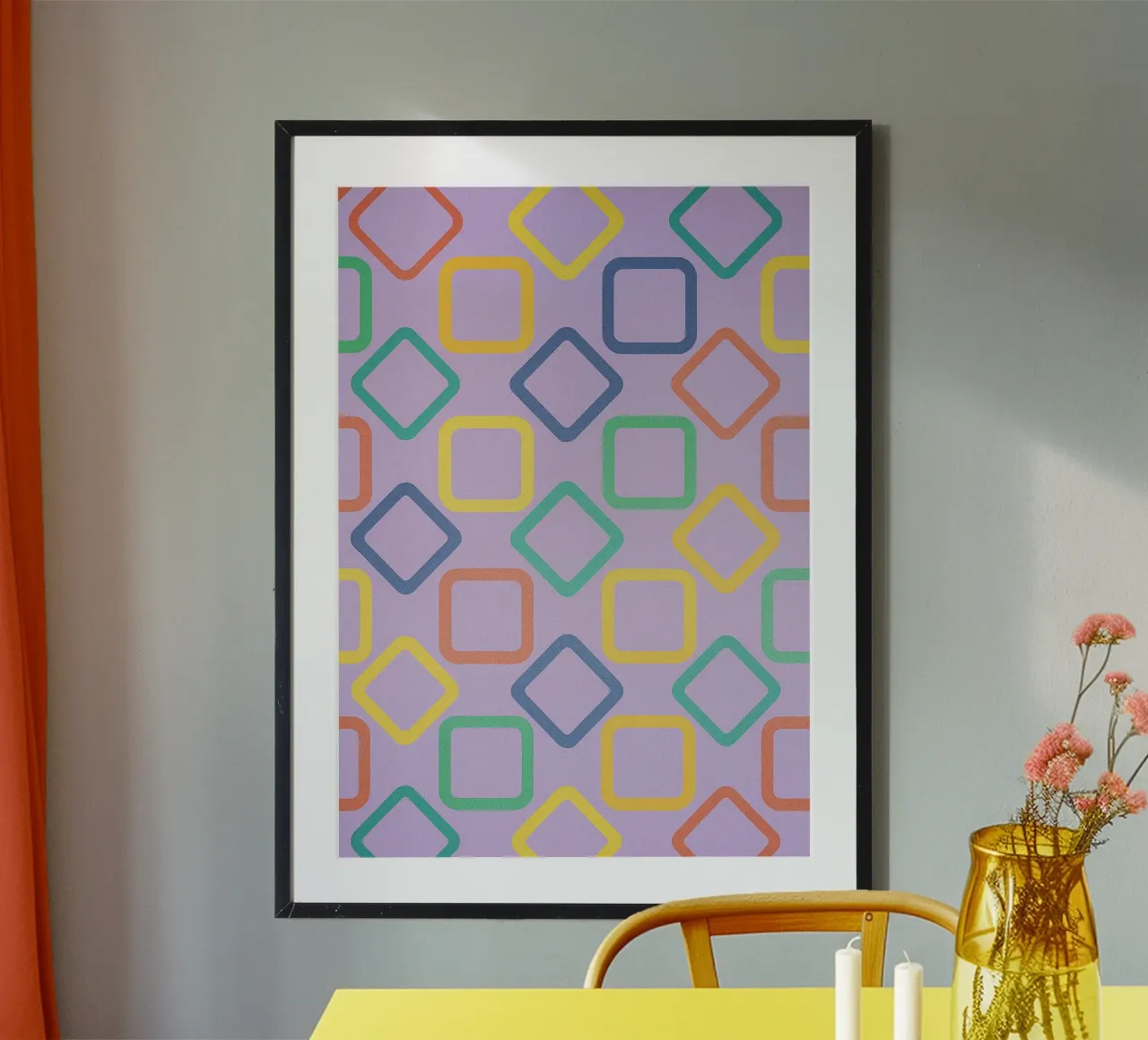 disegno di linee quadrate e diamantate poster da klicins