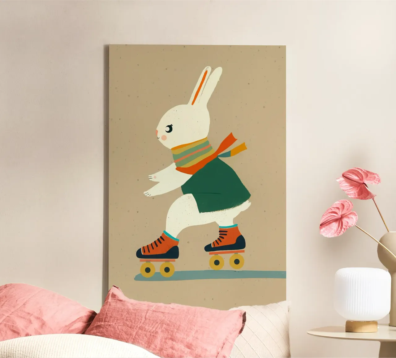 Inline Skating Bunny canvas with Floater frame by muench benjamin