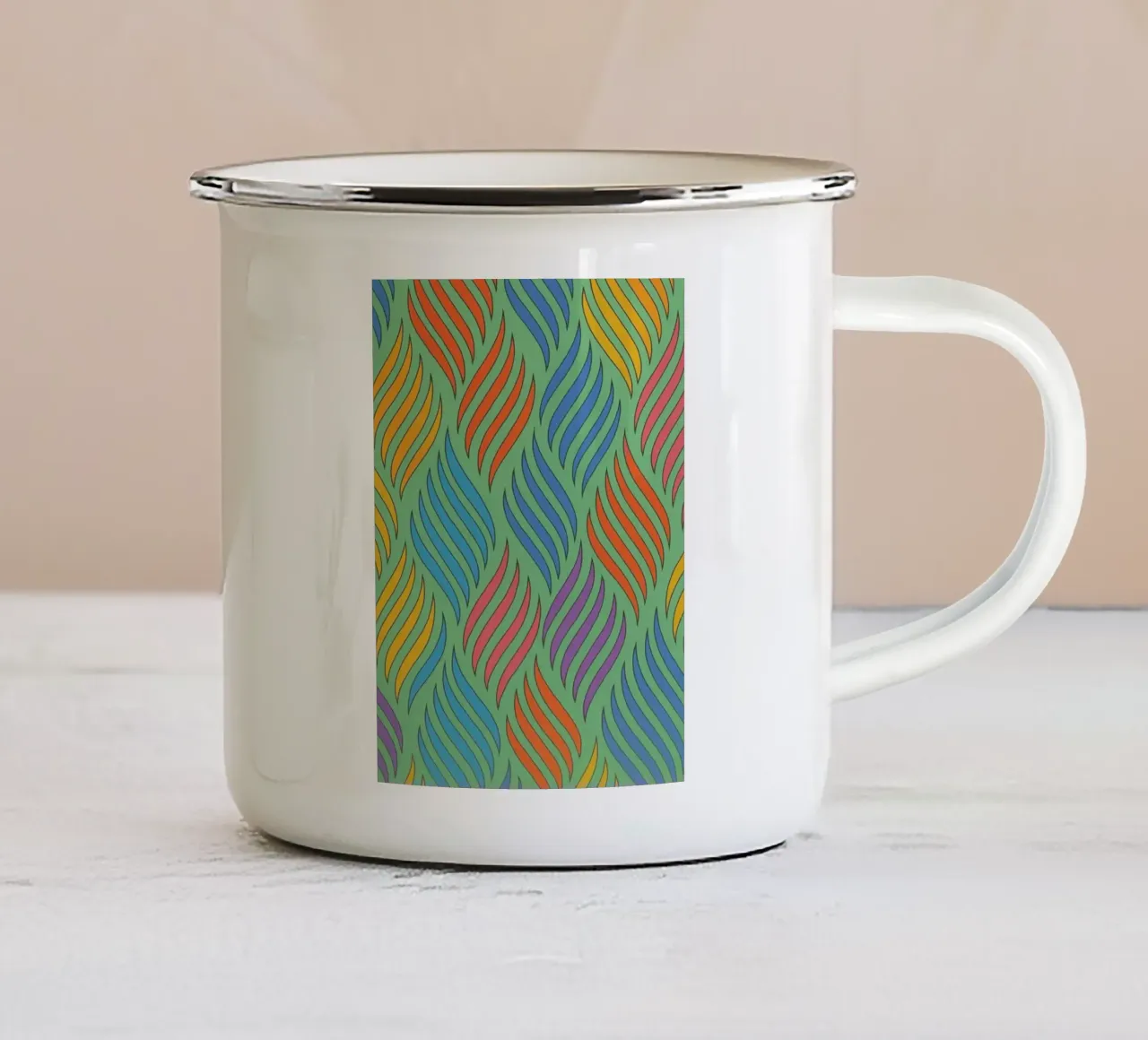Disegno della linea della lingua di fuoco tazza in smalto da klicins