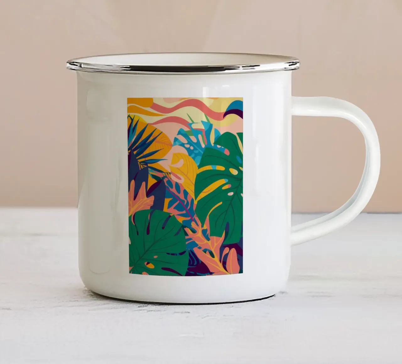 Mani luminose della giungla tazza in smalto da Bruce Juice