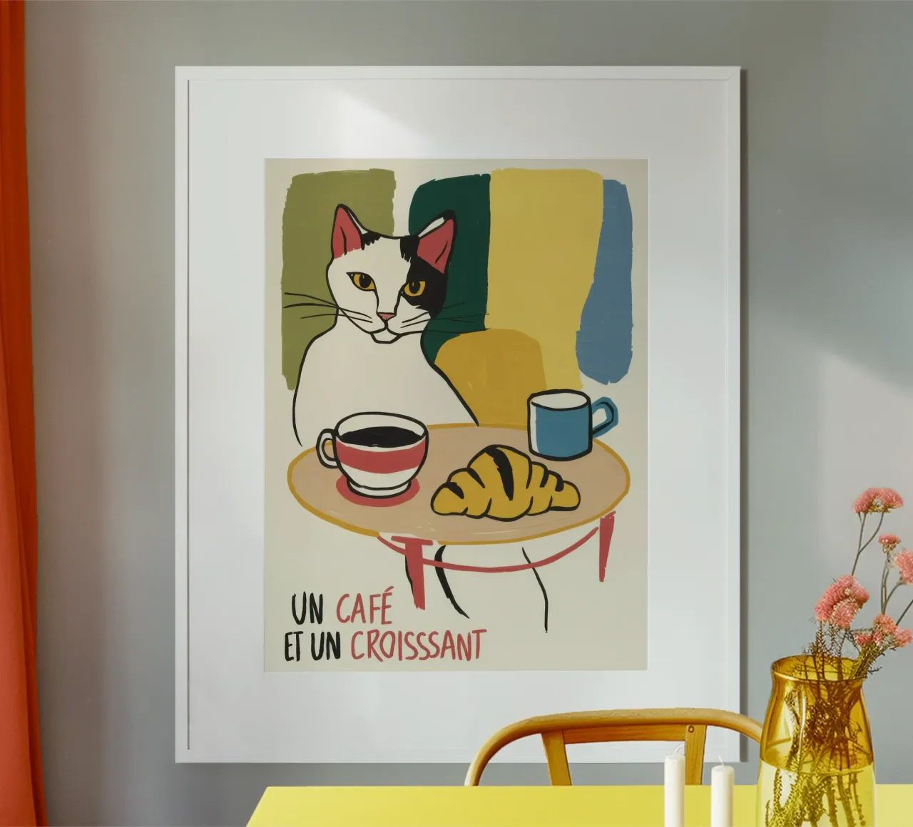 Caffè e croissant poster con telaio in plastica da Bruce Juice