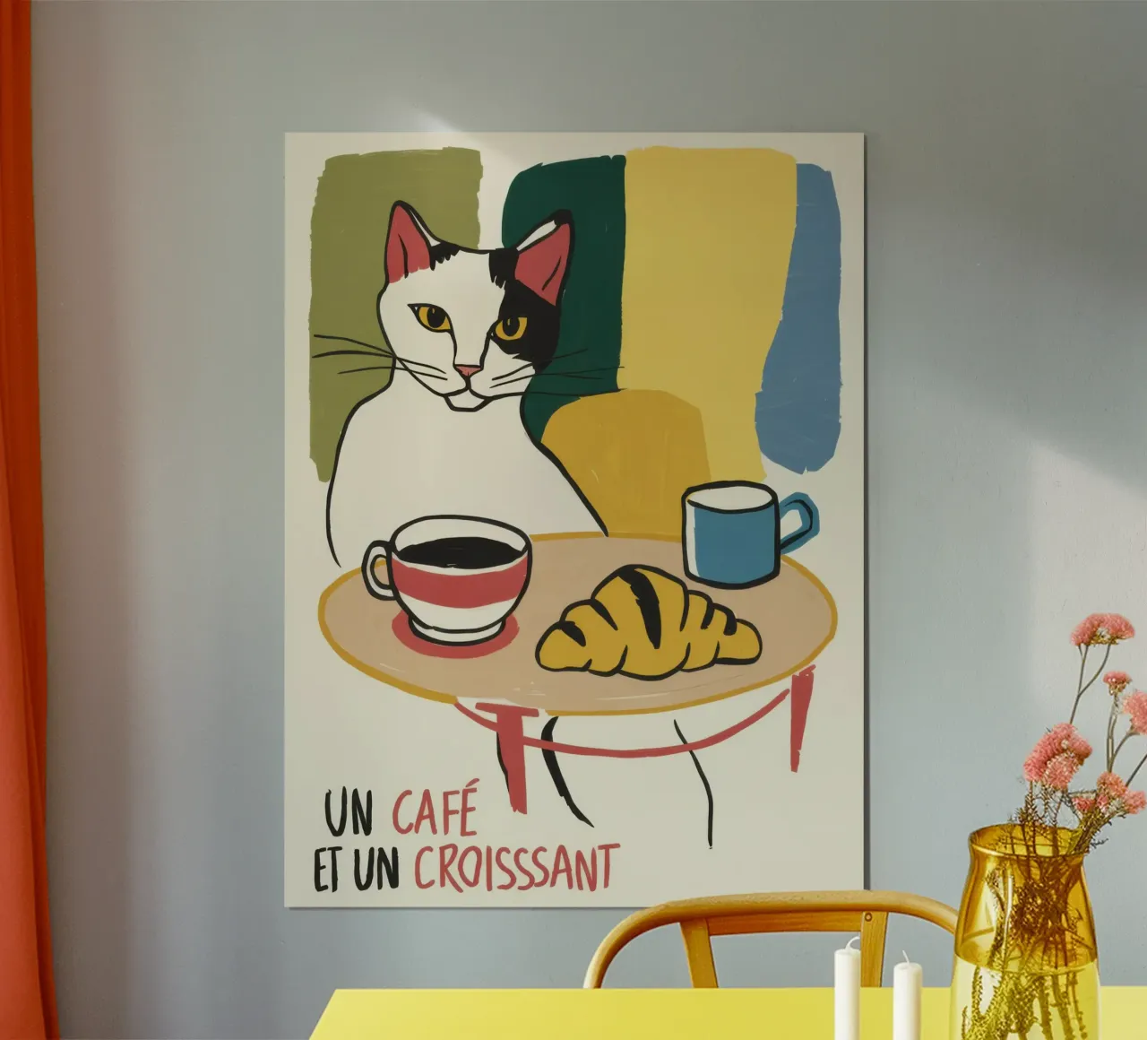 Caffè e croissant poster con telaio in plastica da Bruce Juice