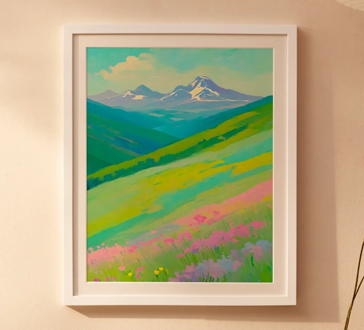 mountains snow hills poster con telaio in alluminio da mip of map